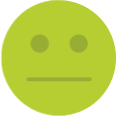 Yellow green circle with a neutral, straight face.