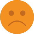 Orange circle with a sad face. Deep frown.